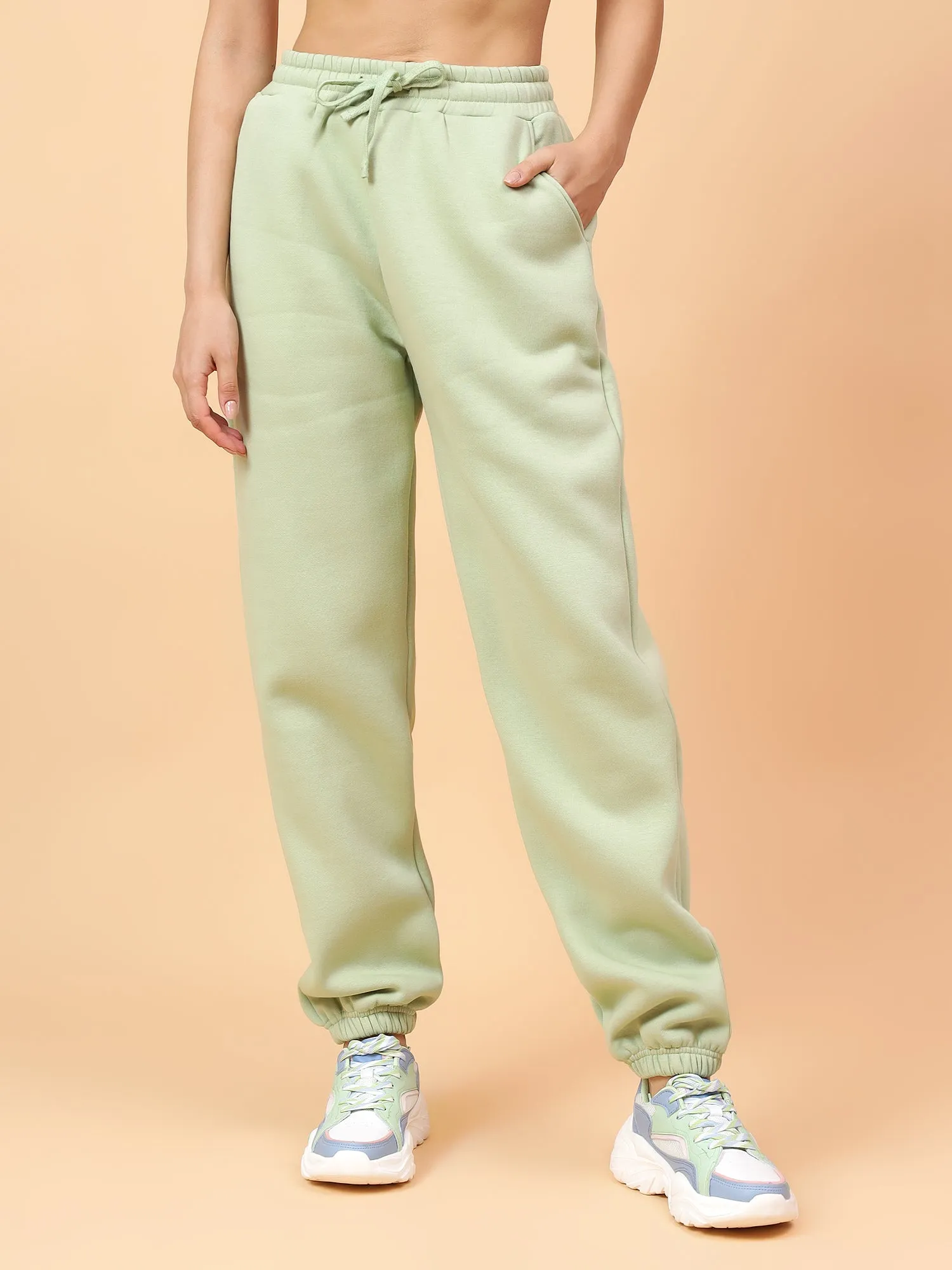 Fitkin Women Pista Green CloudFit Fleece Jogger