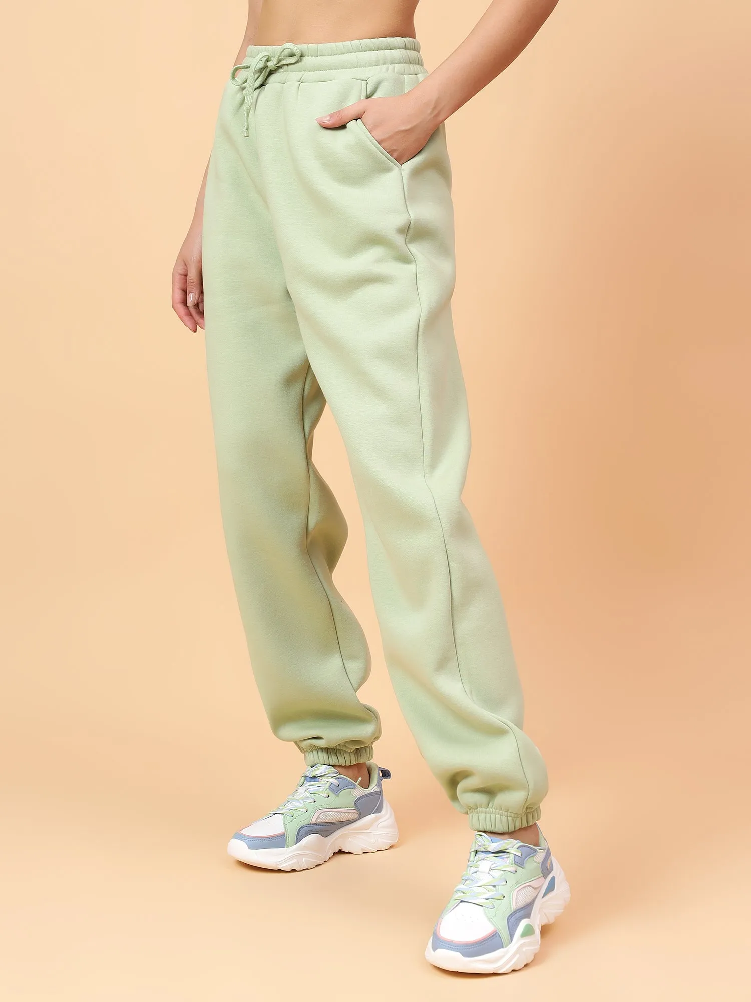 Fitkin Women Pista Green CloudFit Fleece Jogger