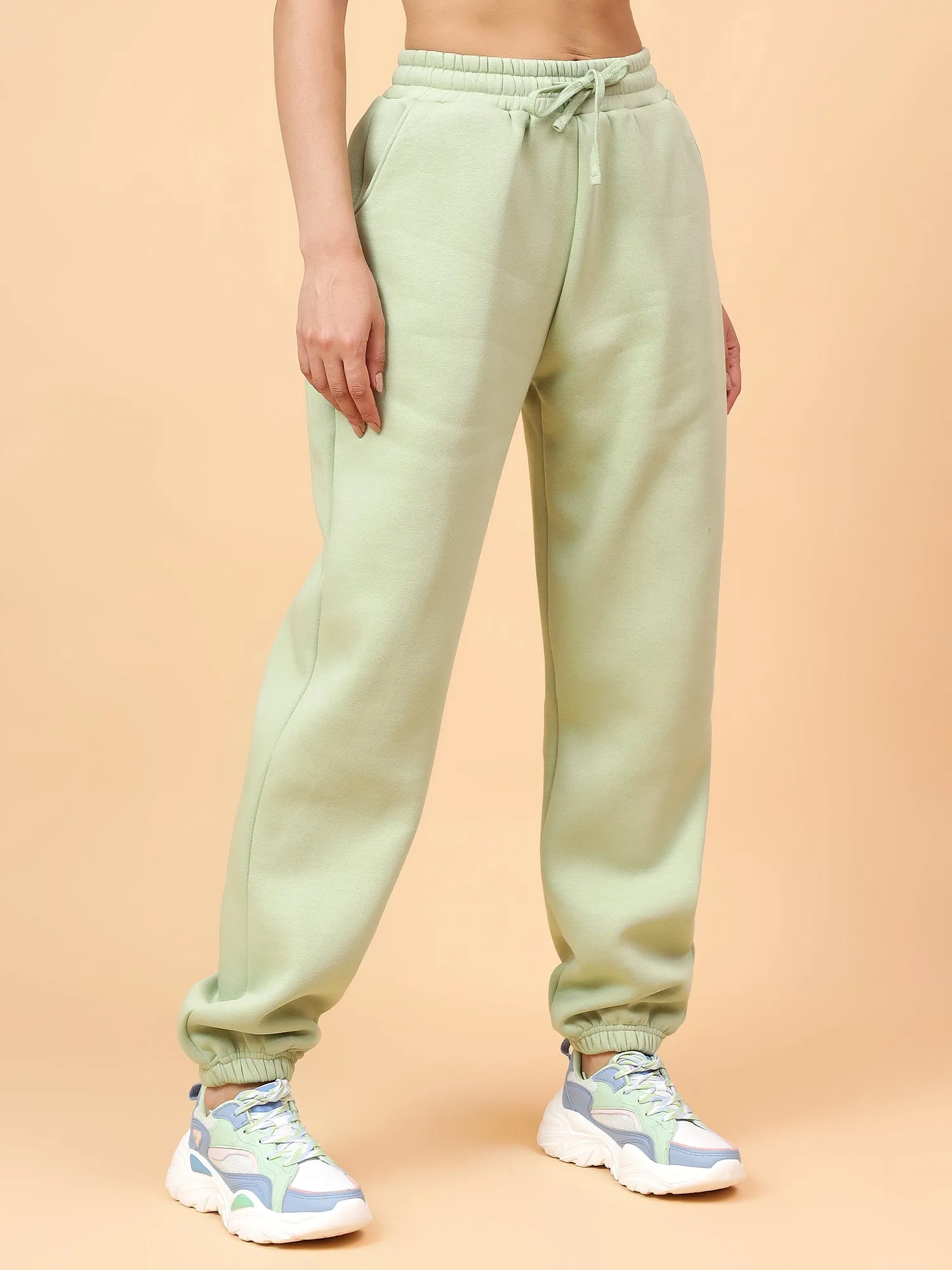 Fitkin Women Pista Green CloudFit Fleece Jogger
