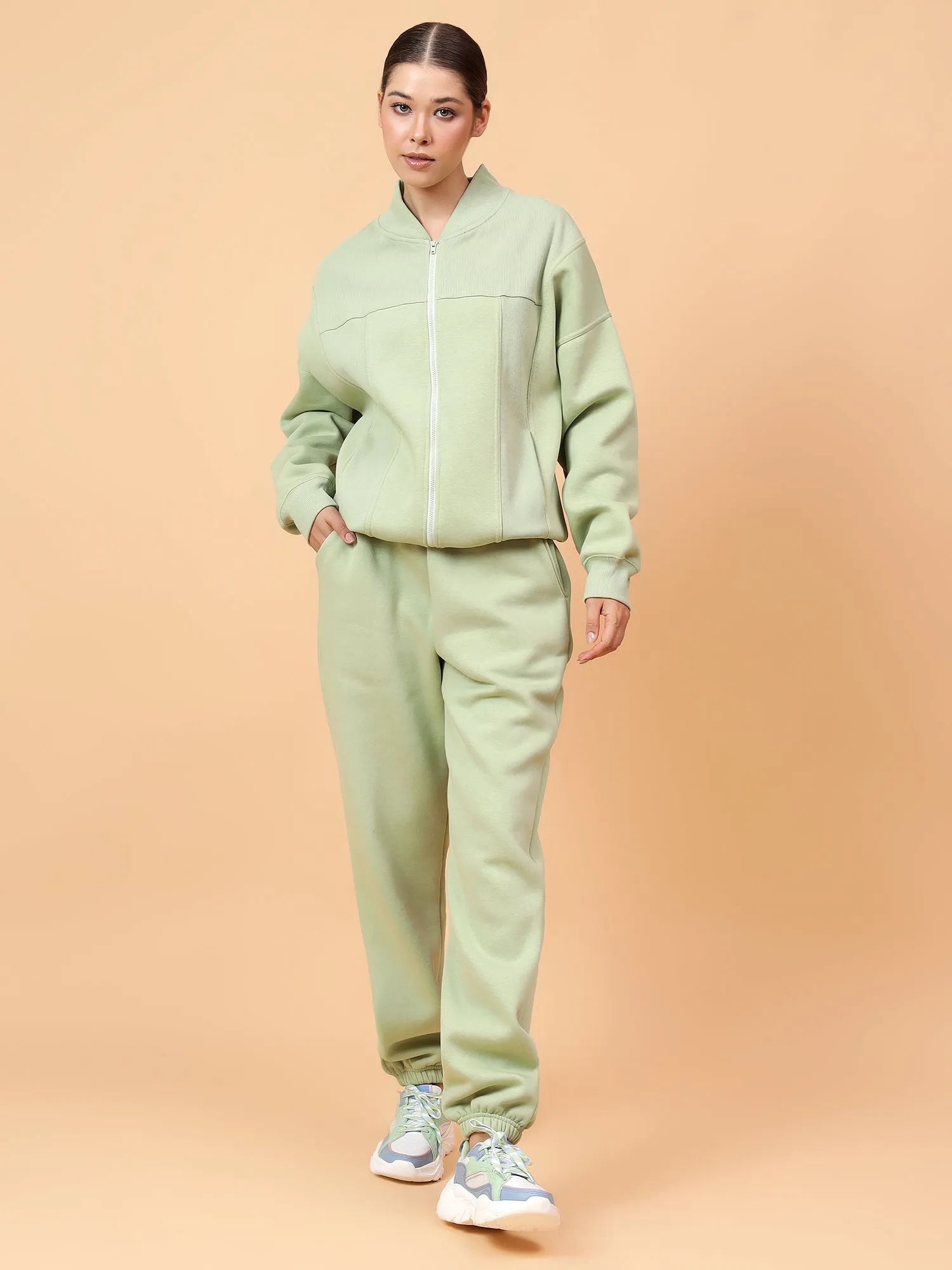 Fitkin Women Pista Green CloudFit Fleece Jogger