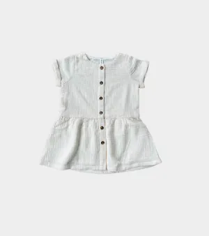 Gauze Button Dress in Cream