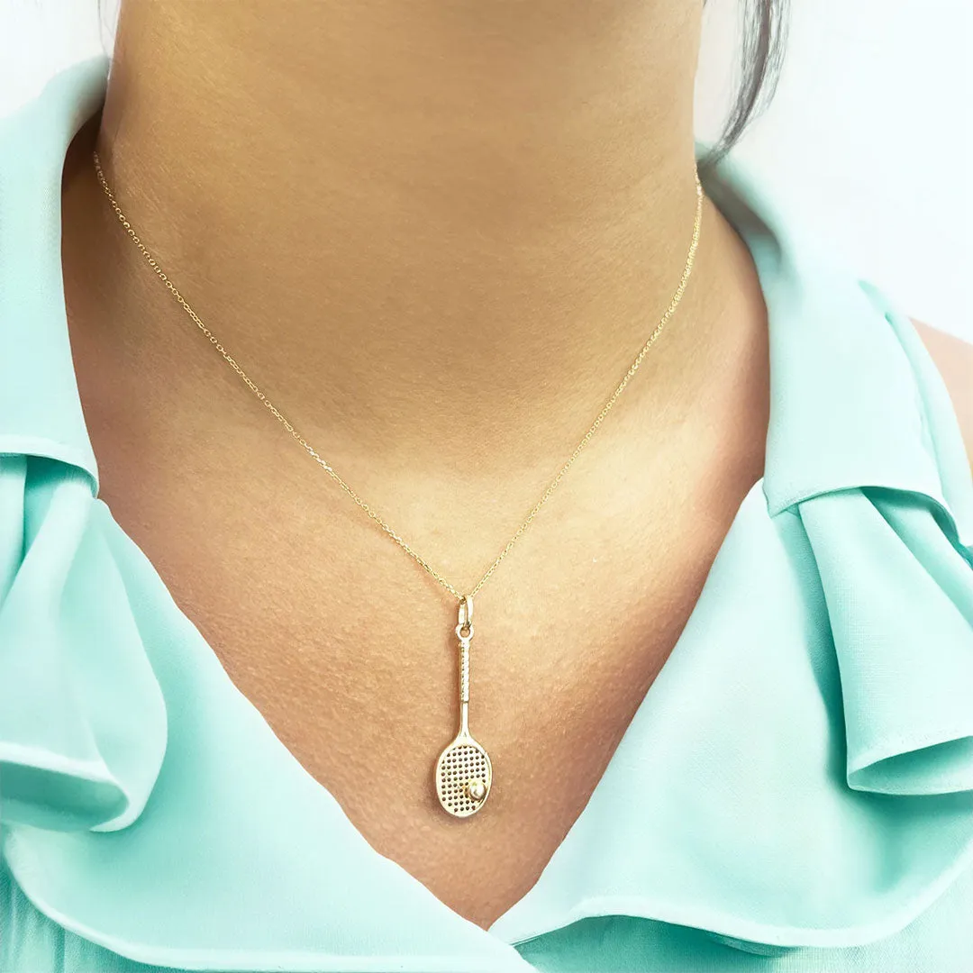 Gold Tennis Racket Charm