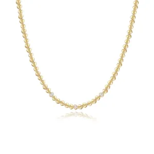Golden Diamond Heart Tennis Necklace/3 Diamond Hearts