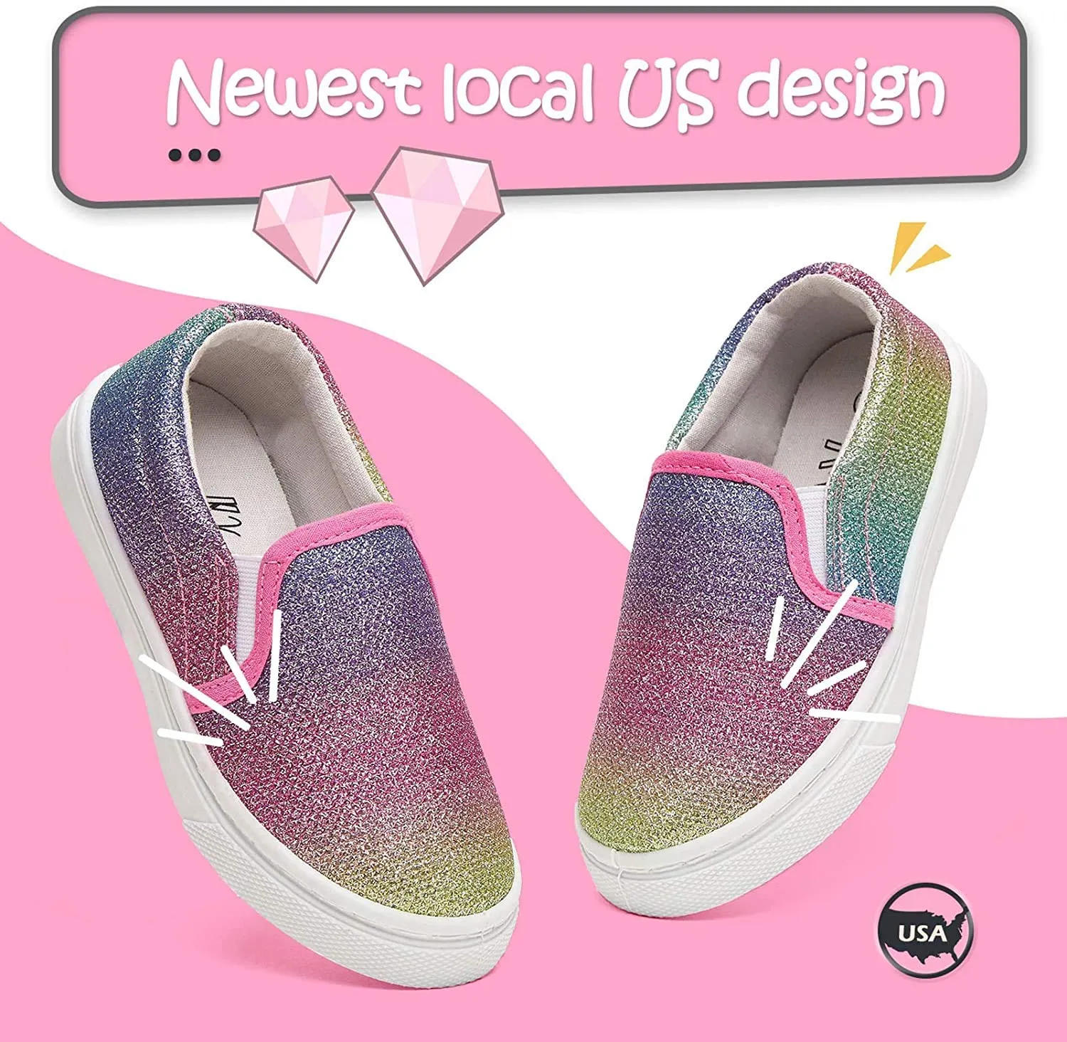 Gradient Purple Glitter Slip-On Espadrilles