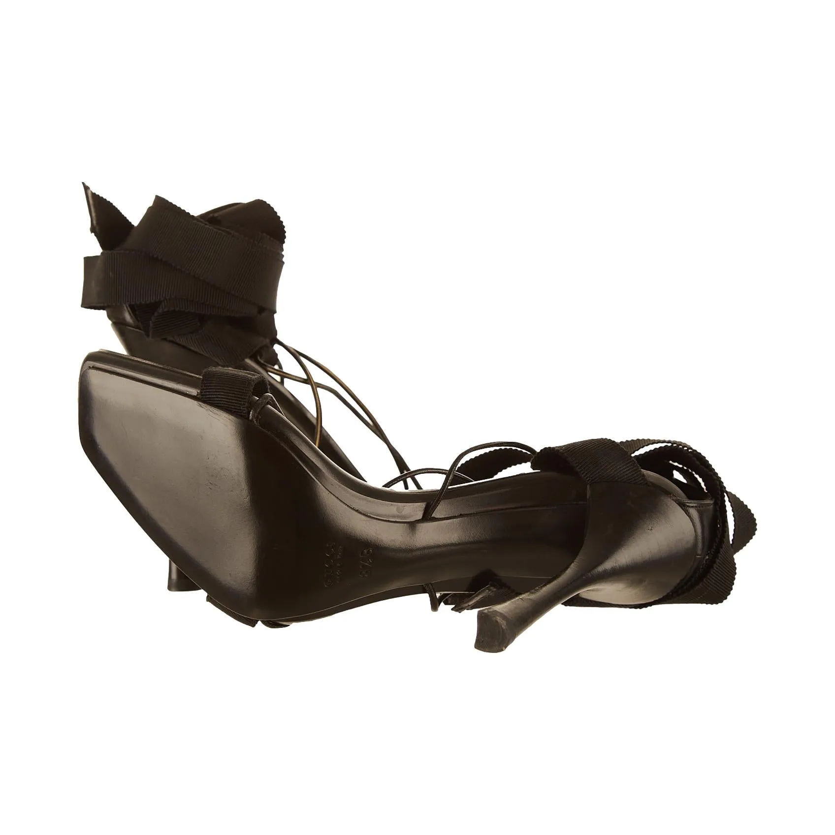 Gucci Black Tie Up Heels