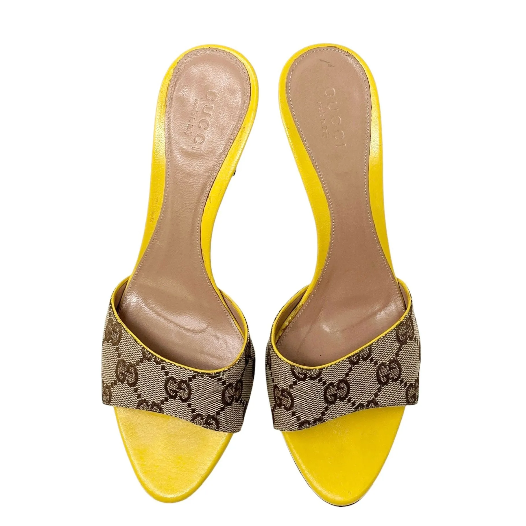 Gucci Yellow Bamboo Logo Heels