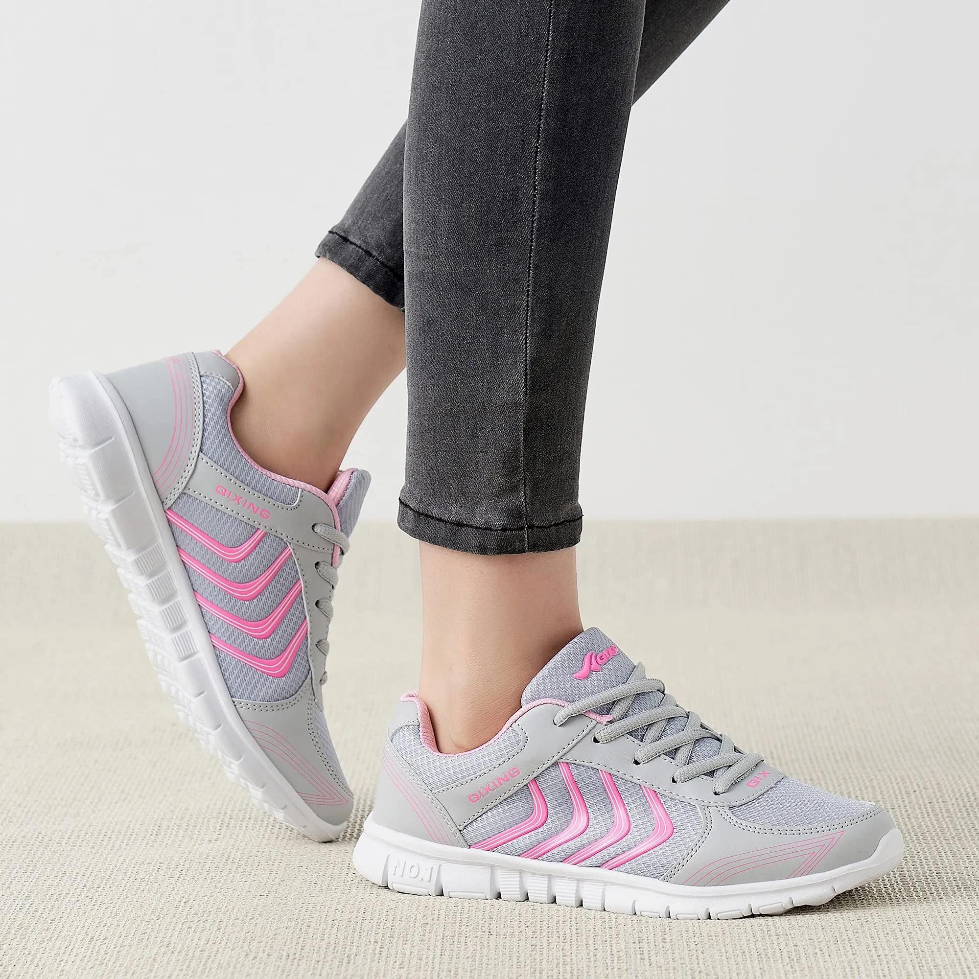 Harence Women Sneakers Breathable Mesh lightweight Lace-up Woman Running Athletic Shoes