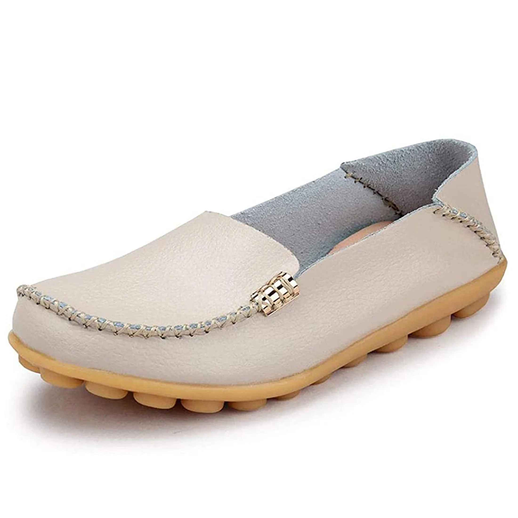 Harence Womens Loafers Comfort Flats Shoes Slip-on Casual Woman Shoe No-Slip Genuine Leather Walking Sneakers