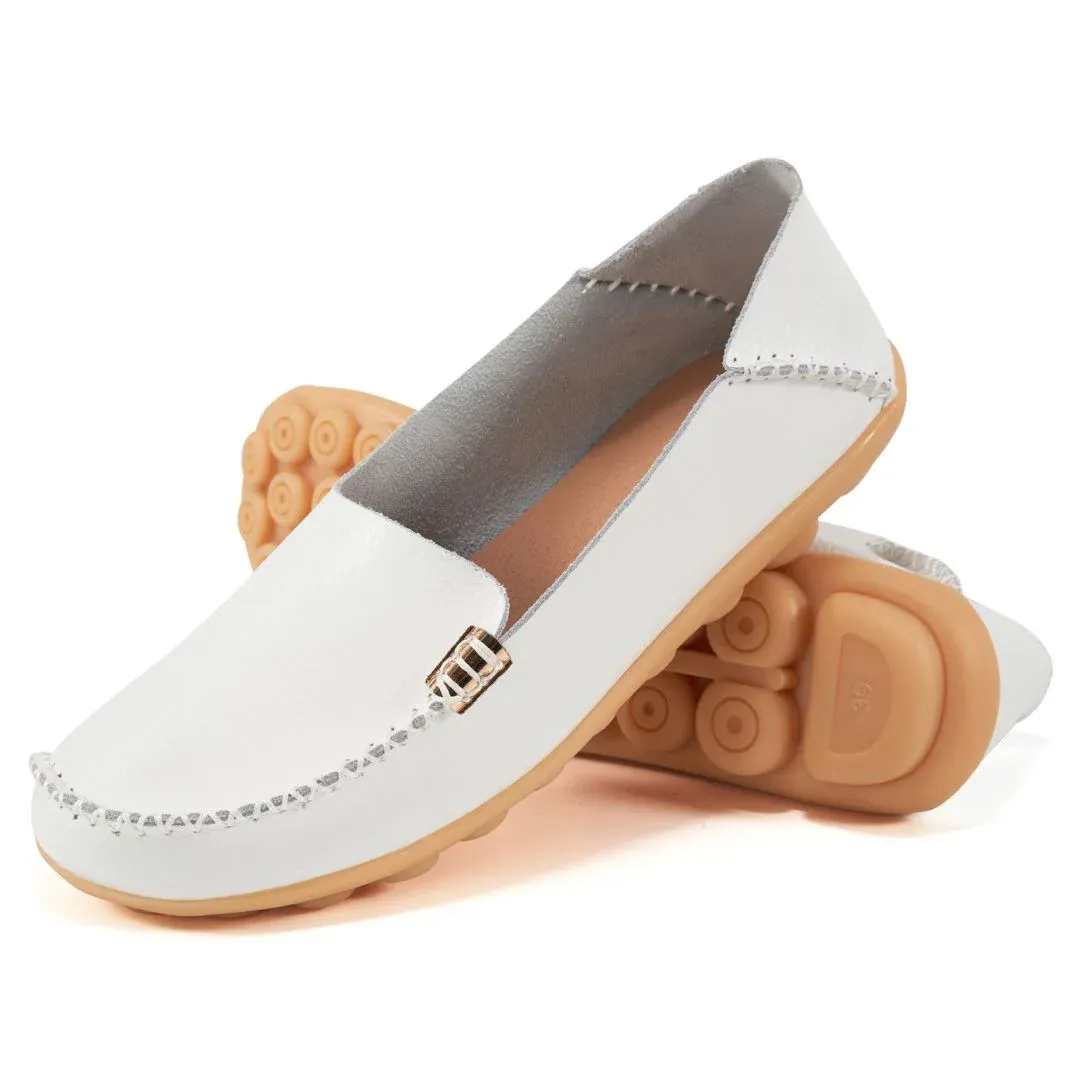 Harence Womens Loafers Comfort Flats Shoes Slip-on Casual Woman Shoe No-Slip Genuine Leather Walking Sneakers