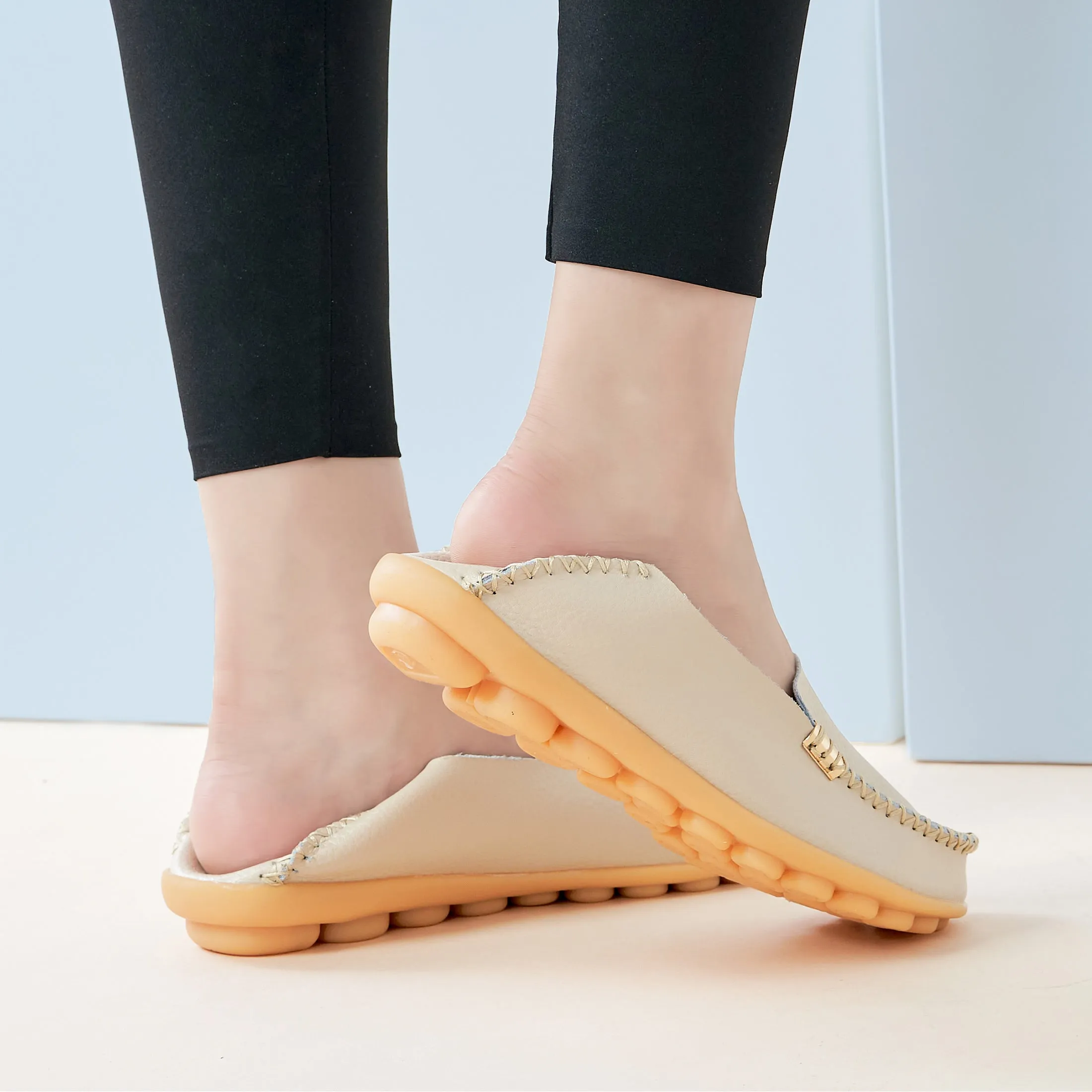 Harence Womens Loafers Comfort Flats Shoes Slip-on Casual Woman Shoe No-Slip Genuine Leather Walking Sneakers