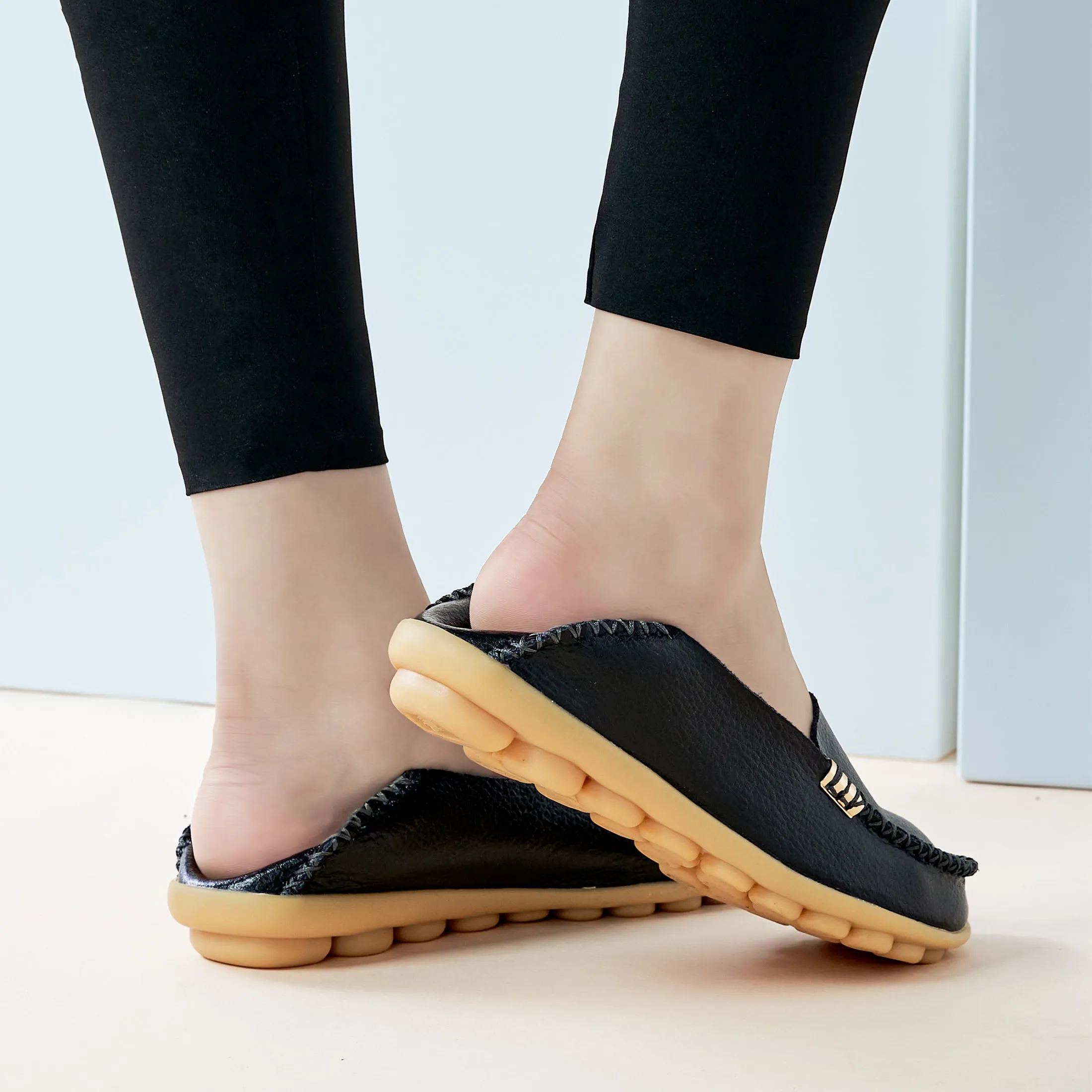 Harence Womens Loafers Comfort Flats Shoes Slip-on Casual Woman Shoe No-Slip Genuine Leather Walking Sneakers