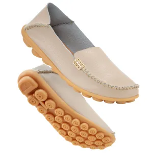 Harence Womens Loafers Comfort Flats Shoes Slip-on Casual Woman Shoe No-Slip Genuine Leather Walking Sneakers