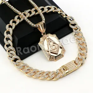 Hip Hop Quavo Freemason Miami Cuban Choker Chain Tennis Necklace L31