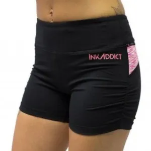 INK ADDICT black &amp; GREY Active booty shorts roller derby S RARE tattoo model
