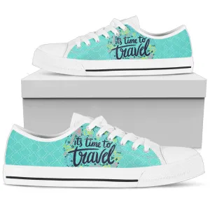 IT'S TIME TO TRAVEL Women's Low Top Canvas Shoes White