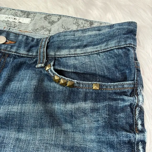 Joe’s Jeans Denim “Ex-Lover Skinny” Shorts Cuffed Size 30 Mid Rise Studded EUC