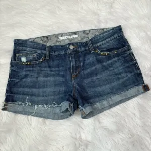 Joe’s Jeans Denim “Ex-Lover Skinny” Shorts Cuffed Size 30 Mid Rise Studded EUC