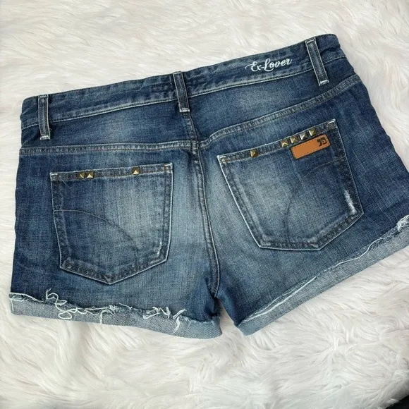 Joe’s Jeans Denim “Ex-Lover Skinny” Shorts Cuffed Size 30 Mid Rise Studded EUC