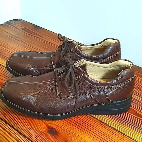 Johnston &amp; Murphy Shuler Bicycle Dark Brown Tumbled Calf Men's Leather Shoes