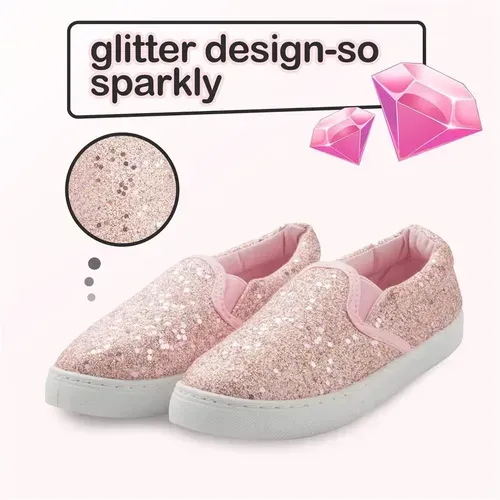 Kids Boys Girls Sneakers Glitter Pink - KKOMFORME