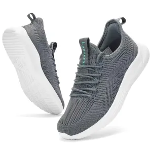 Lamincoa Slip On Womens Walking Shoes Hands Free Tennis Running Shoes Lightweight Memory Foam Gym Sneakers Jogging and Casual Sports Shoes for Women Grey