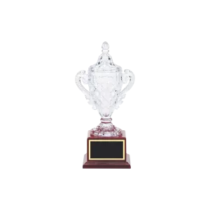 Lead Crystal Vase On a Rosewood Base