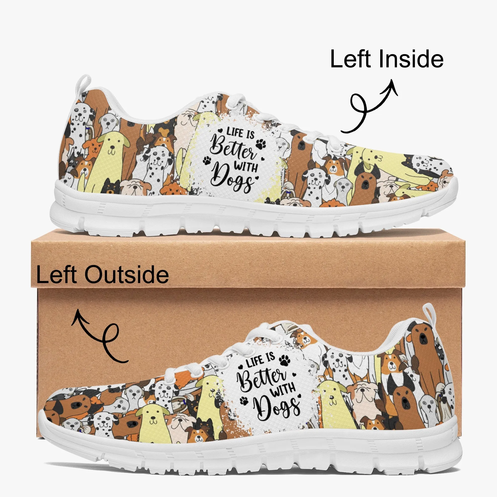 Life Is Better With Dogs Sneakers for Men Women, Running Shoes For Dog Lovers