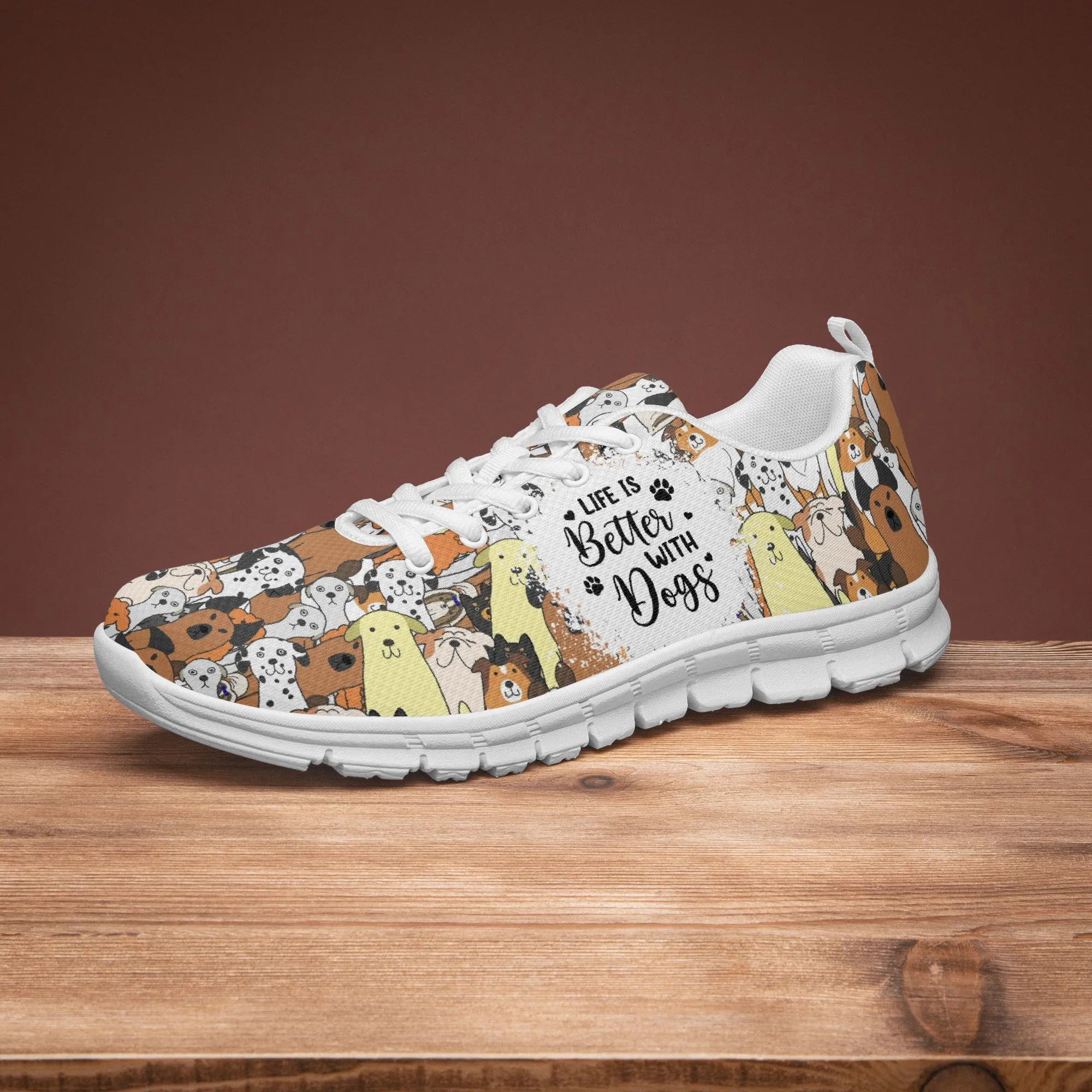 Life Is Better With Dogs Sneakers for Men Women, Running Shoes For Dog Lovers