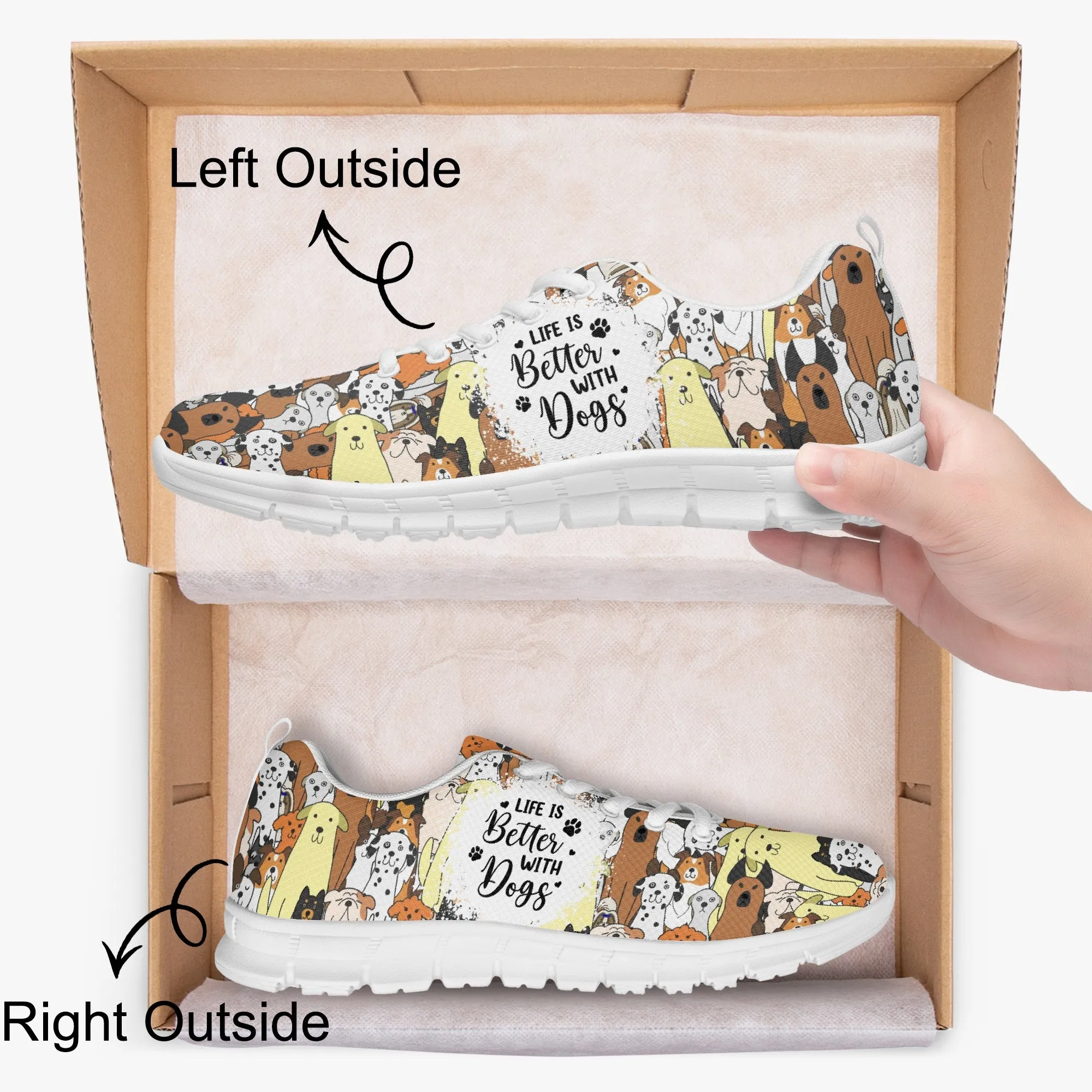 Life Is Better With Dogs Sneakers for Men Women, Running Shoes For Dog Lovers