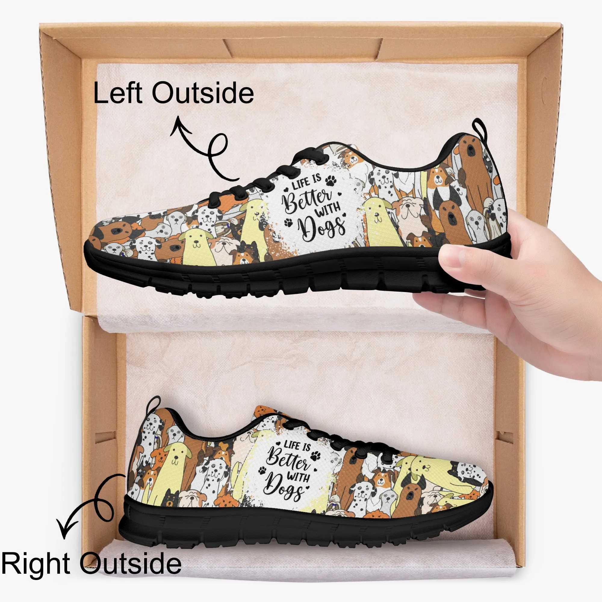 Life Is Better With Dogs Sneakers for Men Women, Running Shoes For Dog Lovers