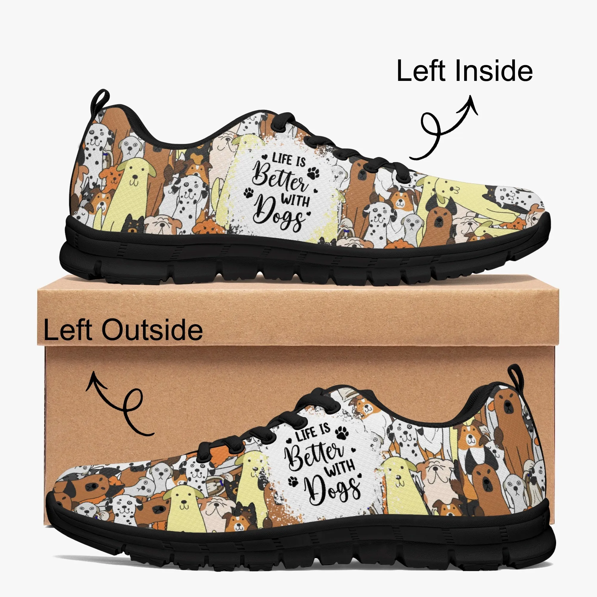 Life Is Better With Dogs Sneakers for Men Women, Running Shoes For Dog Lovers