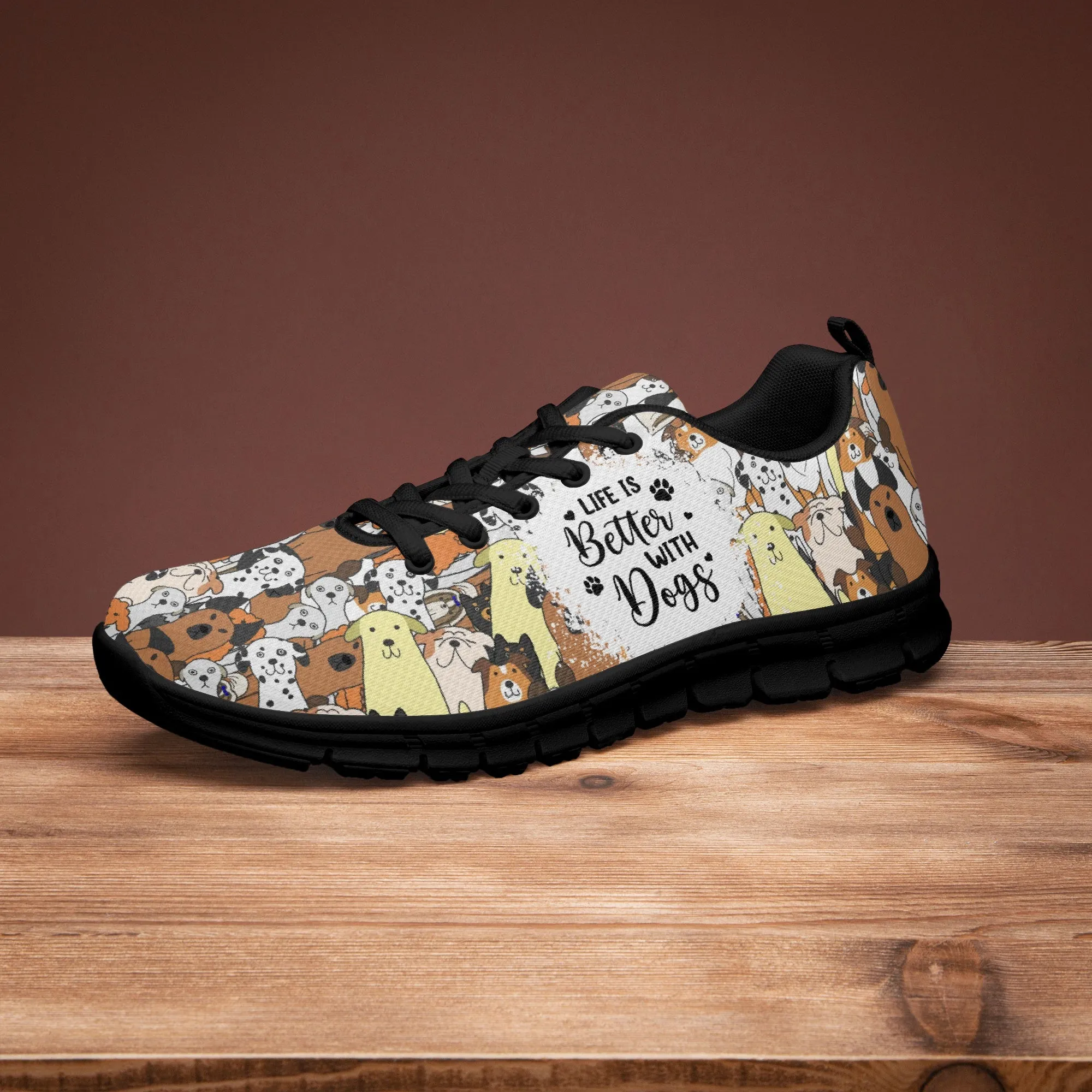Life Is Better With Dogs Sneakers for Men Women, Running Shoes For Dog Lovers
