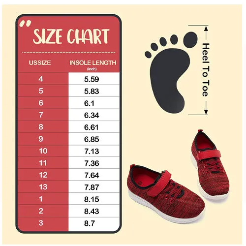 Little Kid Running/Walking Tennis Shoes Red Black- KOMFORME