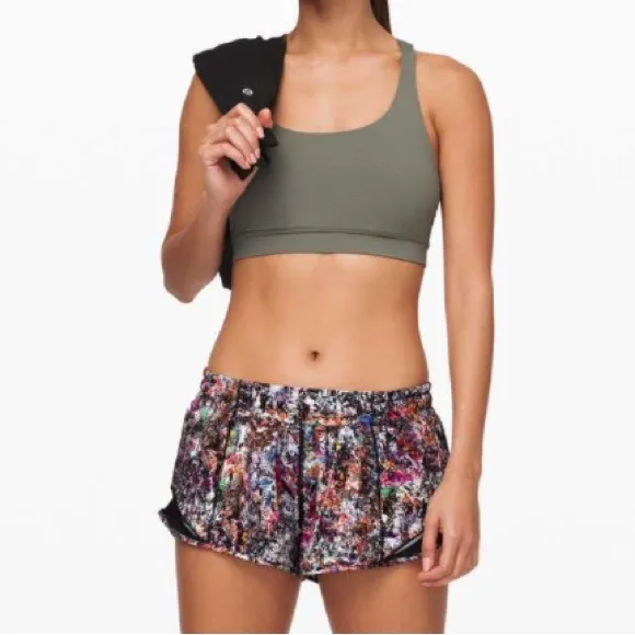 Lululemon Hotty Hot Short II 2.5 inch Vitalize Black Multi Color Run Pickleball