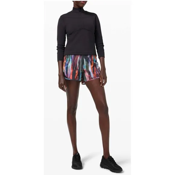 Lululemon Hotty Hot Shorts High-Rise Long 4&quot; Chroma Fusion Multi / Black 10 Tall