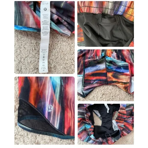Lululemon Hotty Hot Shorts High-Rise Long 4&quot; Chroma Fusion Multi / Black 10 Tall
