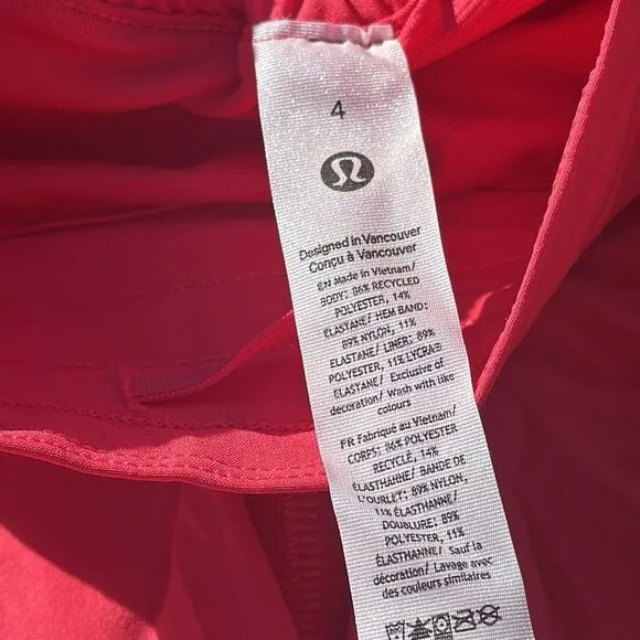 Lululemon Hotty Hot High-Rise Lined Short 4&quot; Glazed Pink size 4 NWT