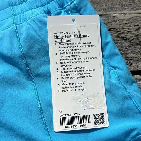 Lululemon Hotty Hot High-Rise Lined Short 4&quot; size 6 NWT KAYAK BLUE