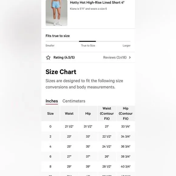 Lululemon Hotty Hot High-Rise Lined Short 4&quot; size 6 NWT KAYAK BLUE