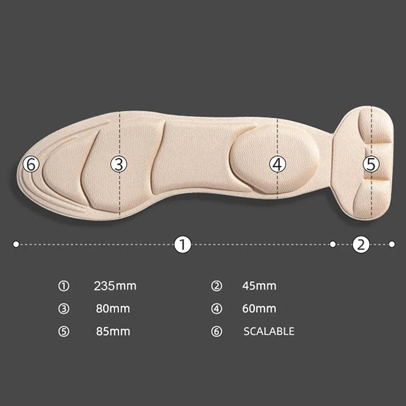 Memory Foam Insoles Women High-heel Shoes Insoles Anti-slip Cut able Insole Comfort Breathable Heel Protection Massage Shoe Pads