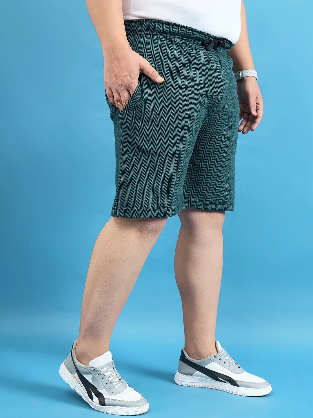 Men Plus Size Lesnar Teal Solid Shorts