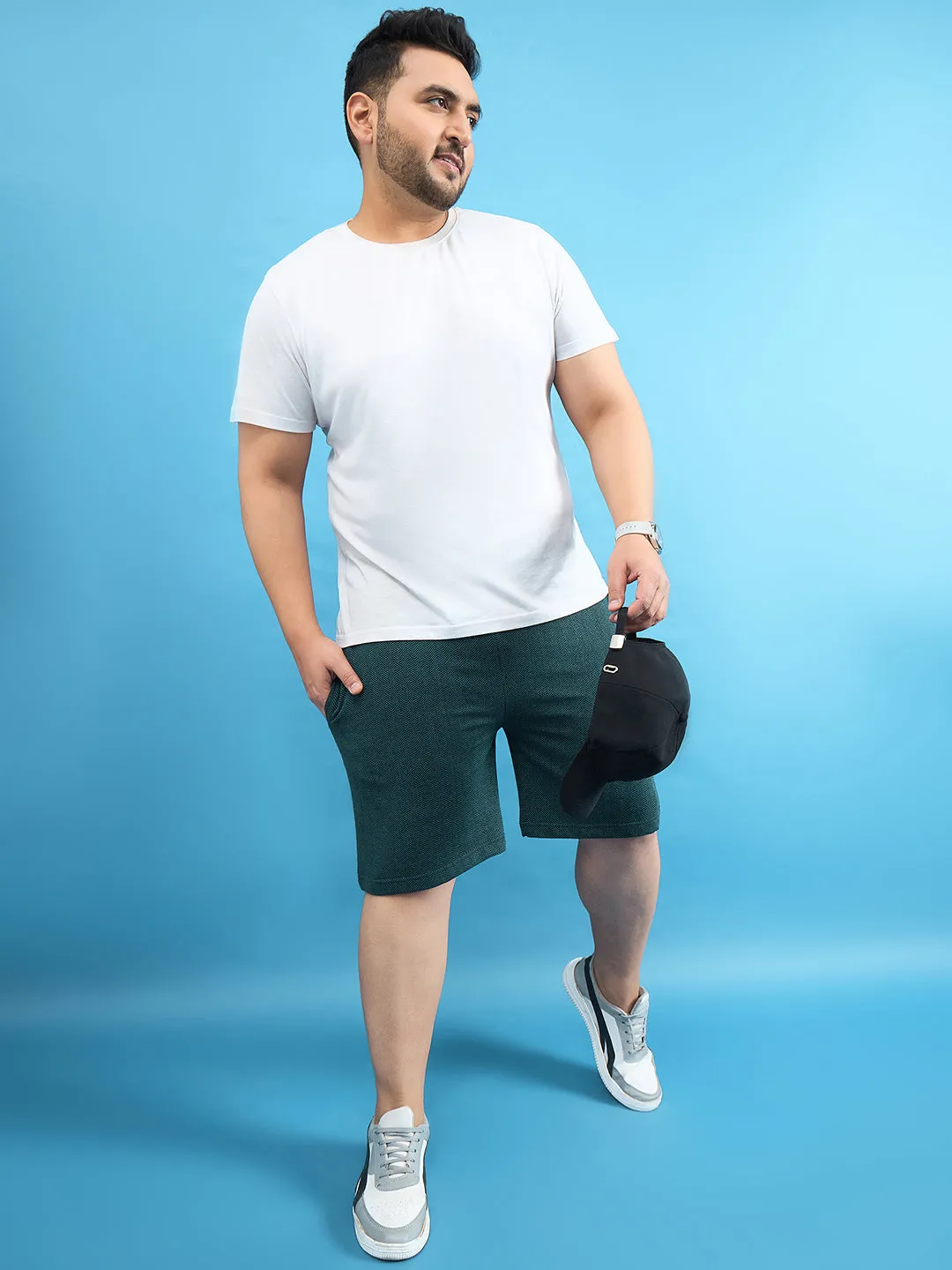 Men Plus Size Lesnar Teal Solid Shorts