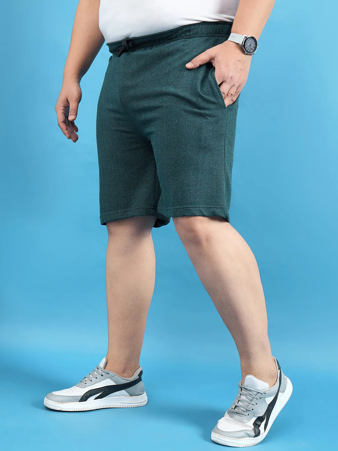 Men Plus Size Lesnar Teal Solid Shorts