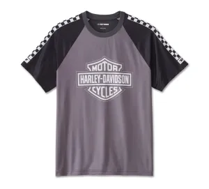 Men's Bar & Shield Raglan Short Sleeve Tee - Colorblocked - Blackened Pearl