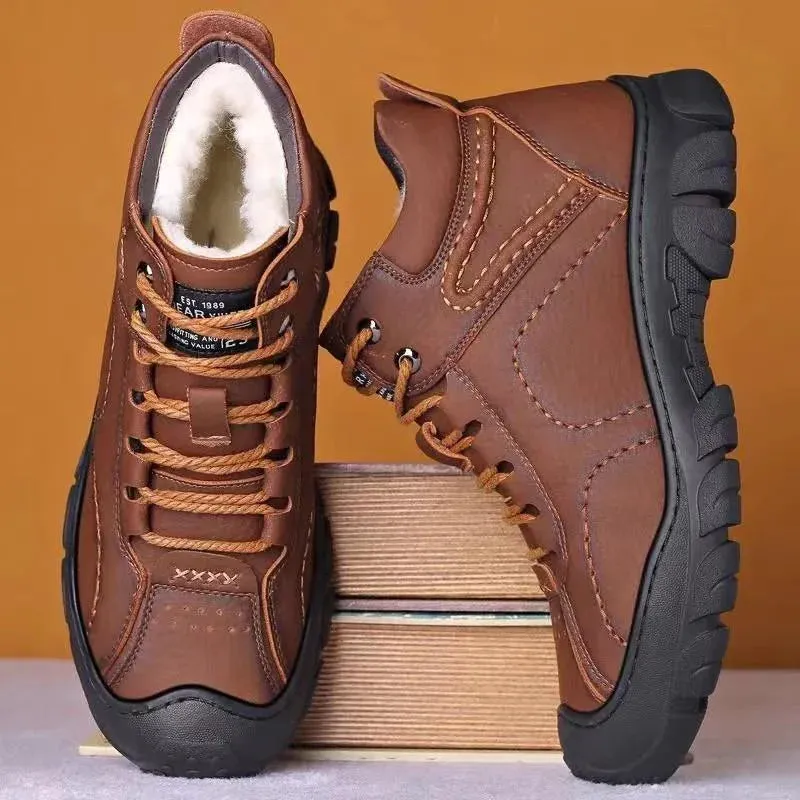 Men's Brown Leather Casual Ankle Boots
