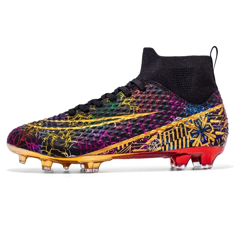 Men's High Top Soccer Shoes Gold Plated Soles