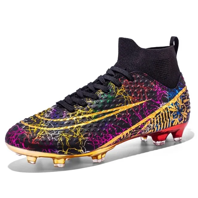 Men's High Top Soccer Shoes Gold Plated Soles