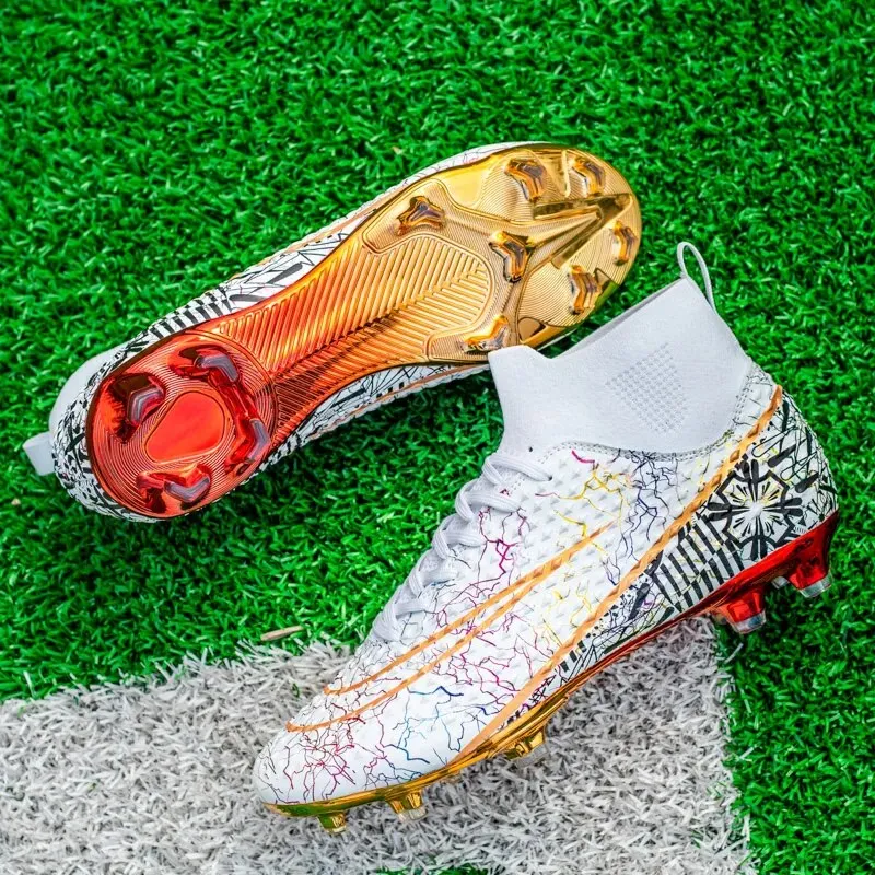 Men's High Top Soccer Shoes Gold Plated Soles