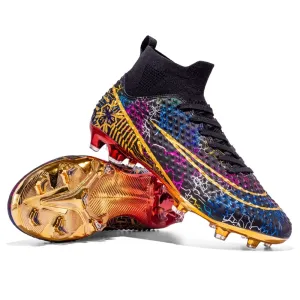 Men's High Top Soccer Shoes Gold Plated Soles