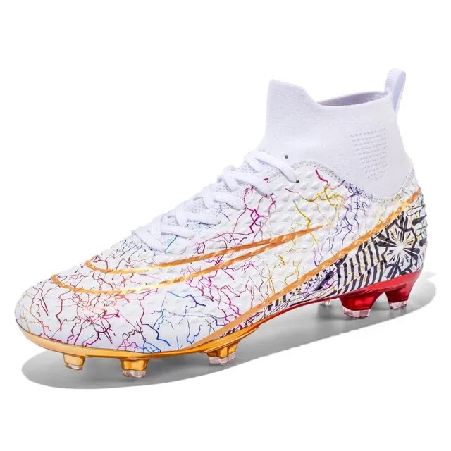 Men's High Top Soccer Shoes Gold Plated Soles